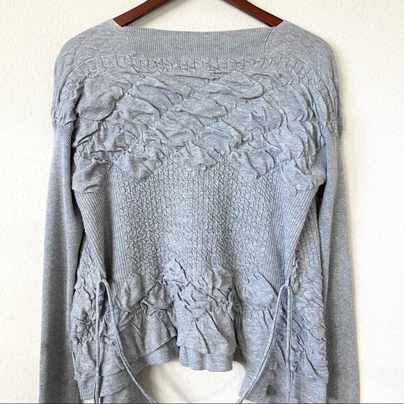 YA Los Angeles Gray Open Front Puff Detail Cardigan Size Medium - Picture 5 of 8